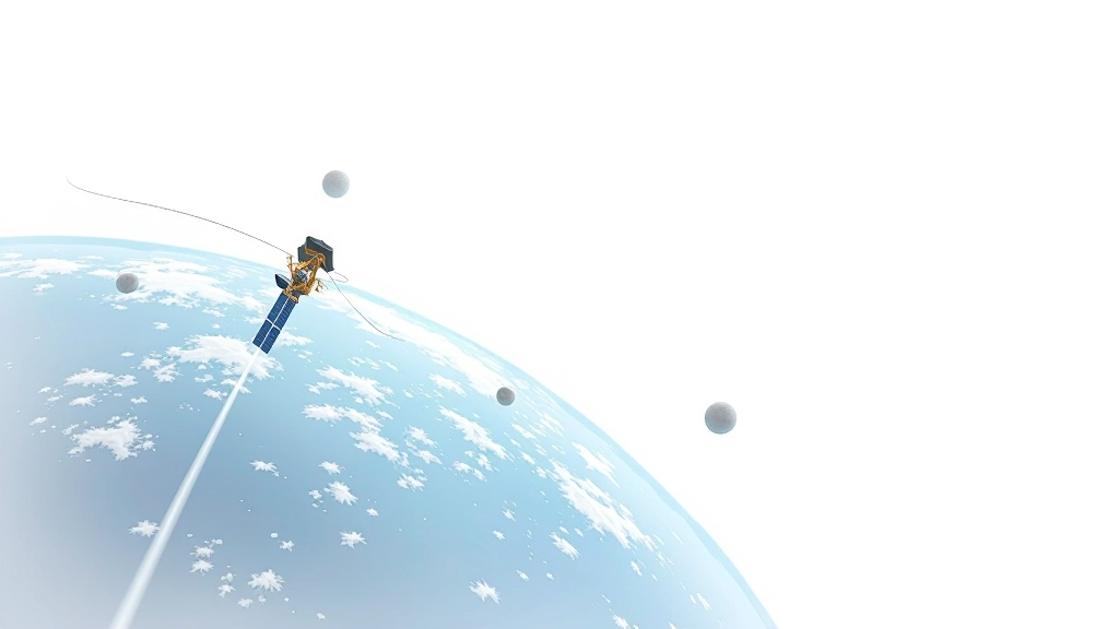 Uydu haberleşme sisteminin şematik gösterimi, dünya yüzeyi ve yörüngede dönen uydu, sinyal gösterimi